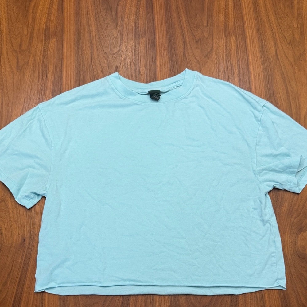 Wild Fable Sky Blue Boxy Crop Tee